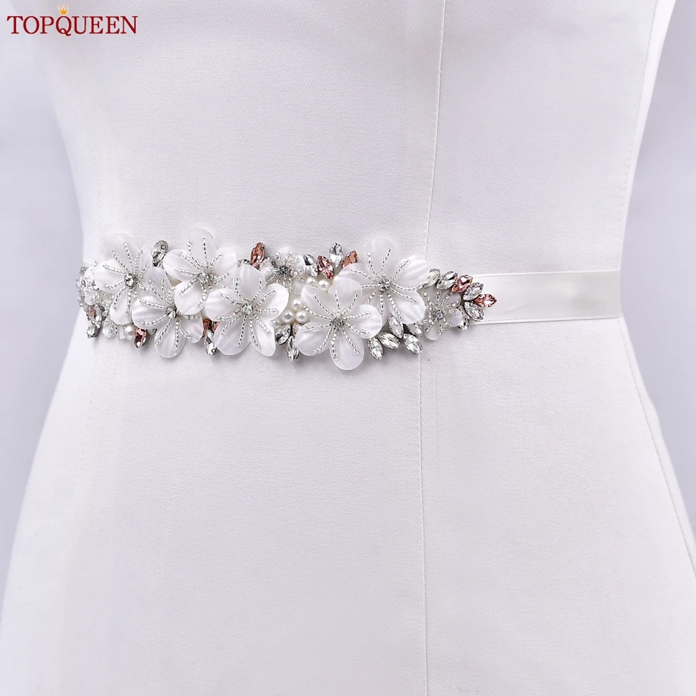 Topqueen Trouwjurk Riem Witte Bloem Handgemaakte Applique Bohemian Stijl Bruidsriem Formele Taille Decoratie S64