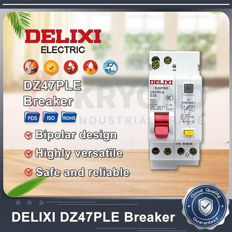 DELIXI DZ47PLE 1P N RCBO Circuit Breaker Leakage Protection for Household Electrical System Overload Short Protection StableUse