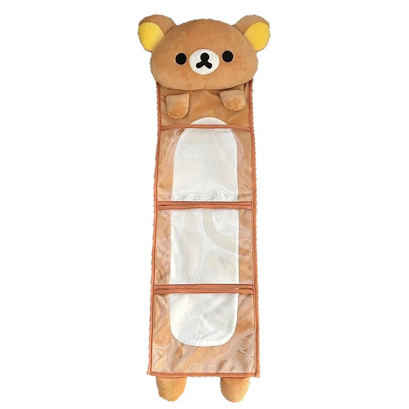 حقيبة تخزين معلقة على شكل دب كرتوني من Rilakkumas، منظم حائط واسع، مثالية للهدايا