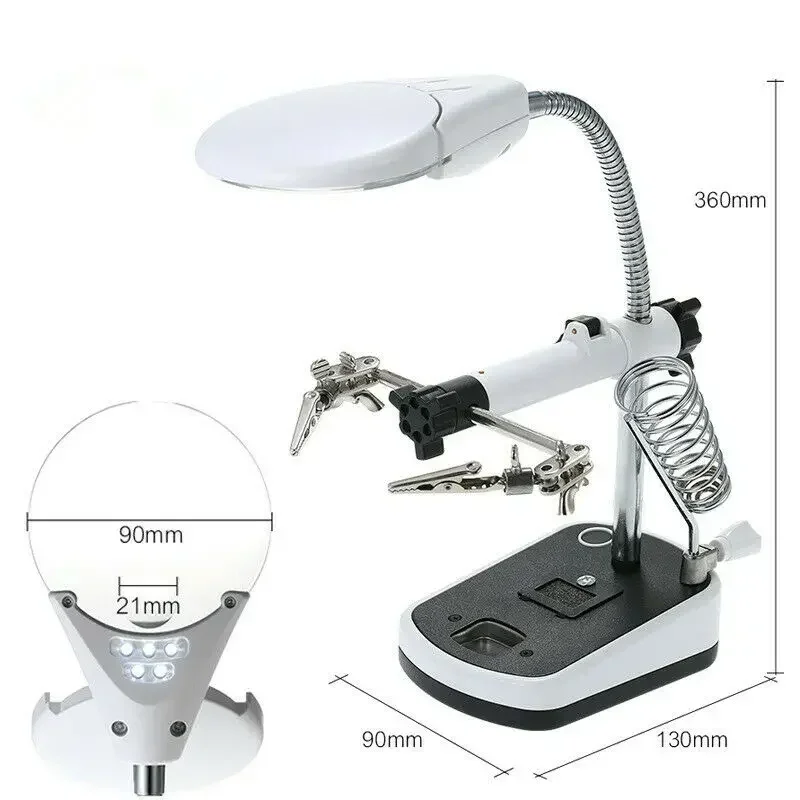 

3.5X 10X Desktop Magnifier Auxiliary Clip Optical Lens Helping Hand Soldering Magnifying Glasses Solder Clamp Loupe Tools