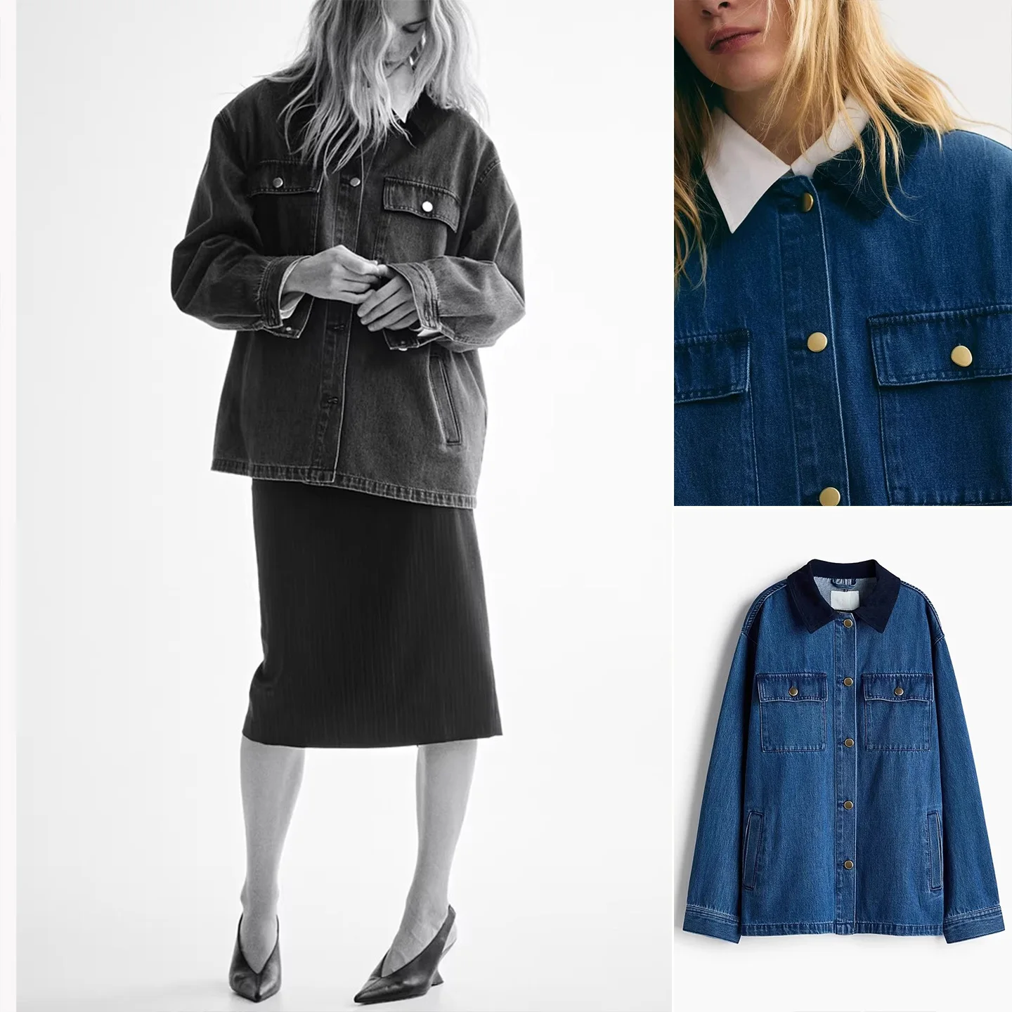 

Новое зимнее женское простое свободное джинсовое вельветовое пальто с воротником-стойкой и пуговицами спереди, длинное пальто све, женская верхняя одежда