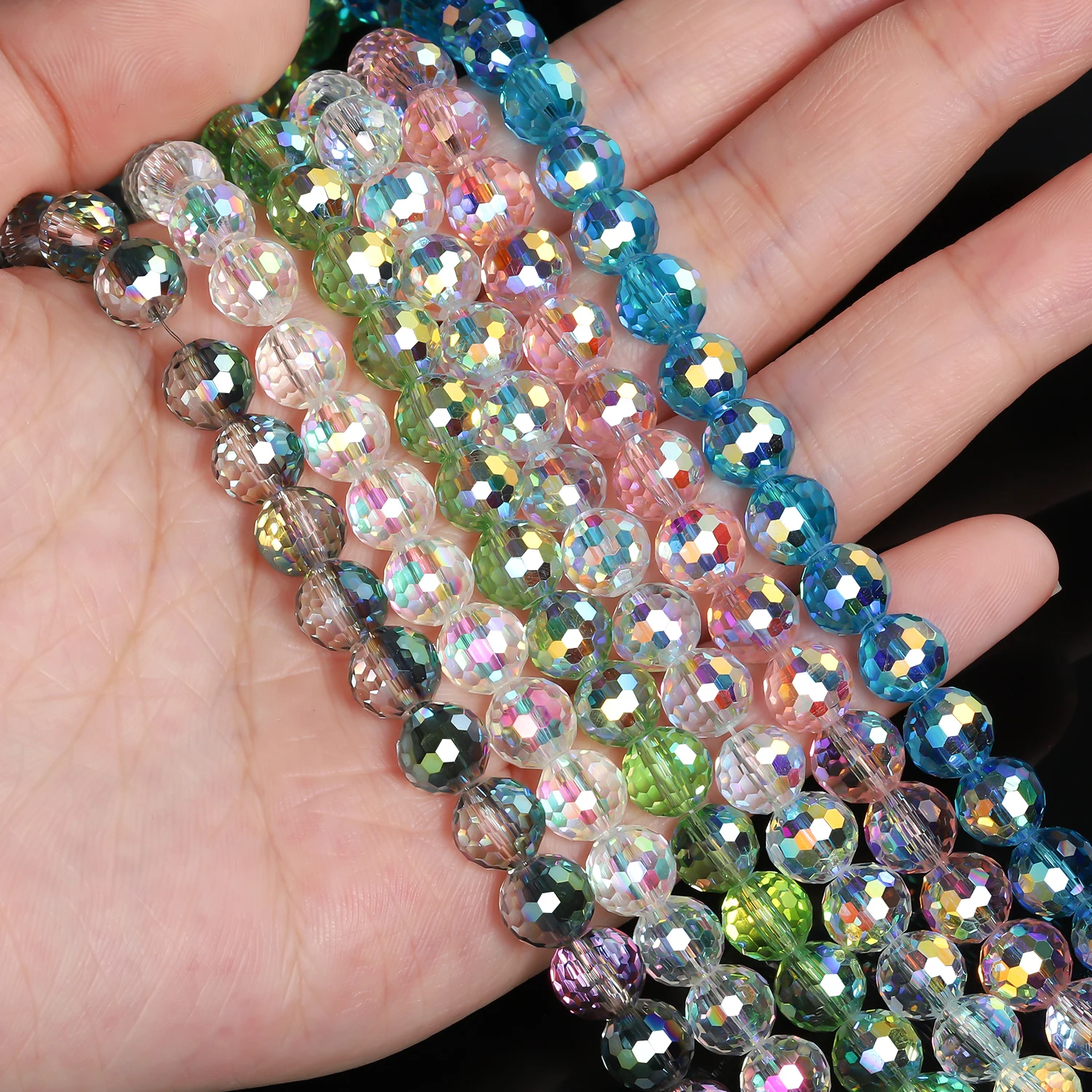 6mm 8mm 10mm Faceted Crystal Glass Beads Multicolor Round Bulk for Jewelry Making Necklace Bracelet Earring