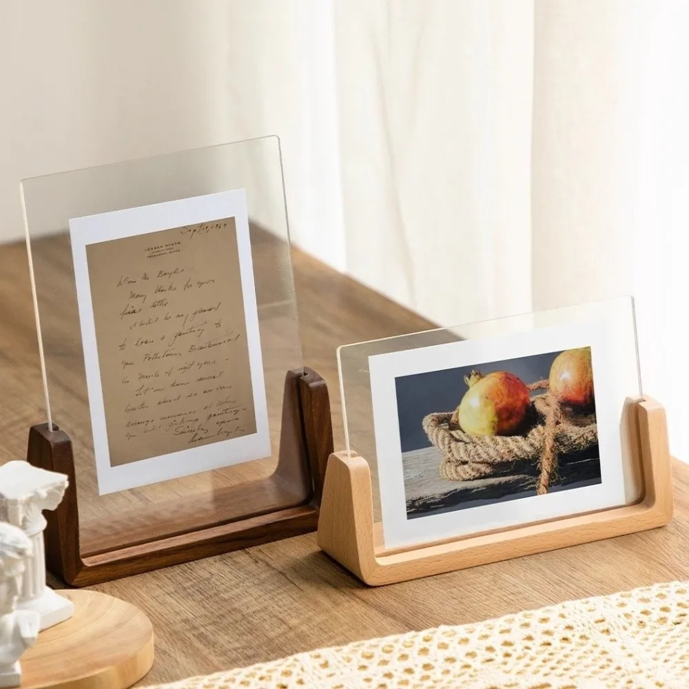 New U Shape Nordic Photo Frame 8in/10in/A4 Size Minimalist Photo Holder Wooden Desktop Picture Frame Office Decor