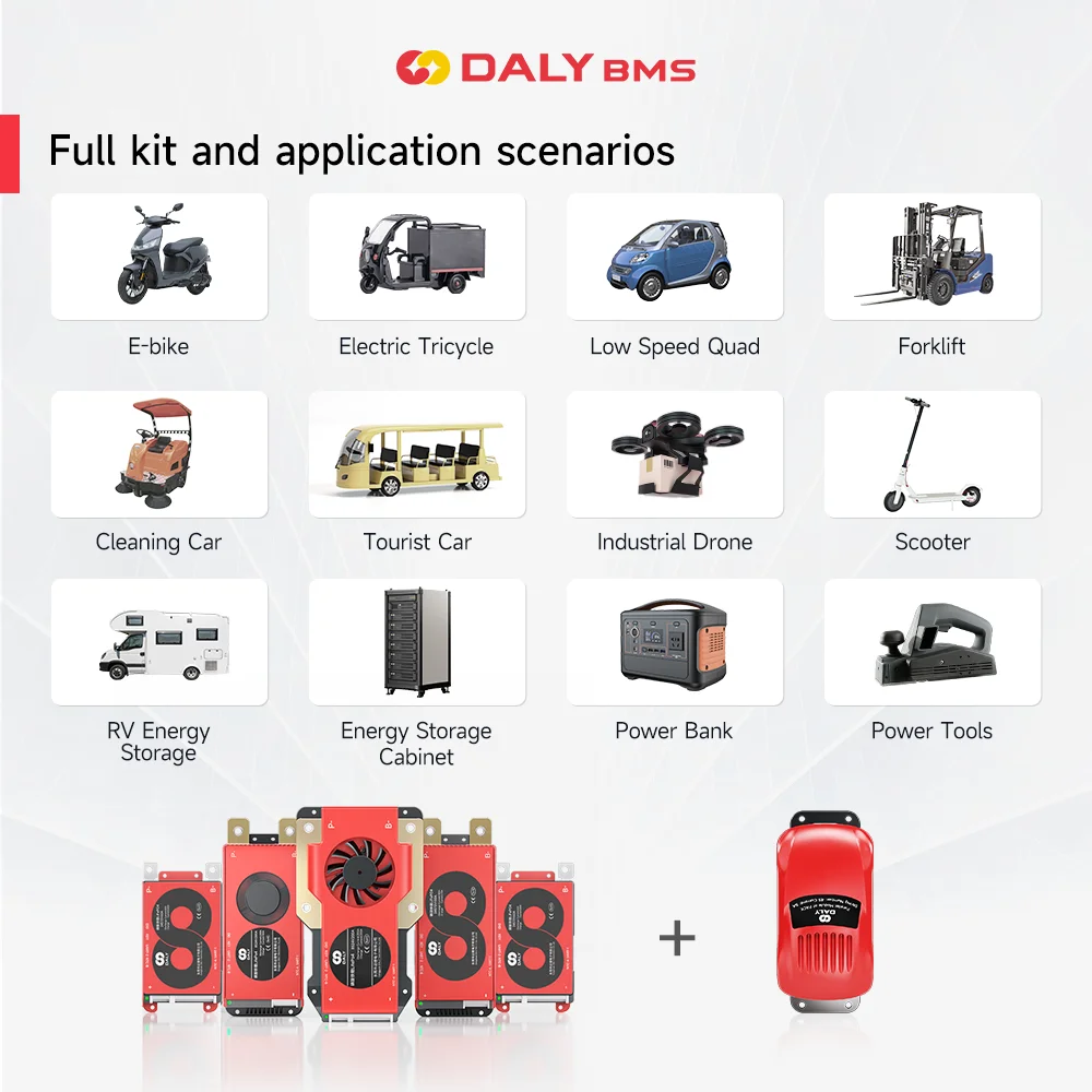 Daly Smart Lifepo4 BMS 4S 12V 8S 24V 10S 13S 16S 48V 24S 12V 24V 36V 48V BMS RS485 CAN 5A Parallel Module Li-ion 3.7V Battery