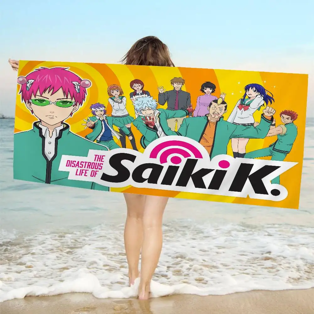 Comedy Anime The Disastrous Life of Saiki K Microfiber Beach Towel Absorbent Quick dry Soft Yoga Swimming Resort Mountain