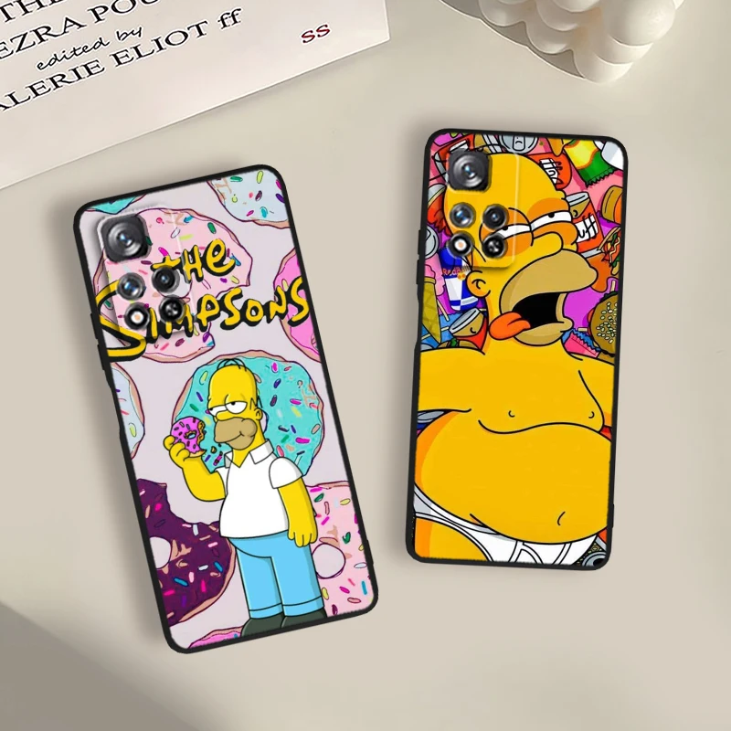 Funny Homer Simpson For Xiaomi Redmi Note 12 12S Turbo 11 11T 11S 10 10S 9 8 8T 7 Pro Plus 5G Black Phone Case Cover