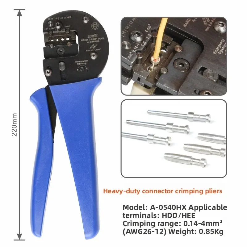 Heavy Duty Connector Crimping Plier, HEE Terminal Crimper Harting WAIN Aviation Pin Assembly