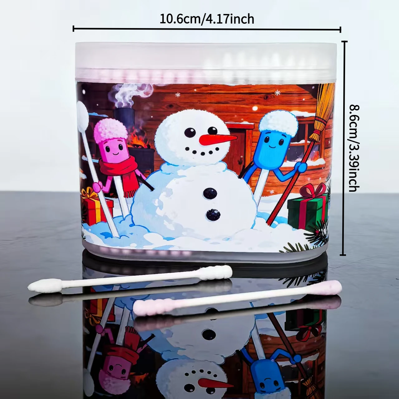 300 قطعة/600 قطعة مسحات قطنية مزدوجة الرأس بطابع عيد الميلاد، مسحات قطنية يومية للبالغين، مسحات قطنية هدية للعطلات