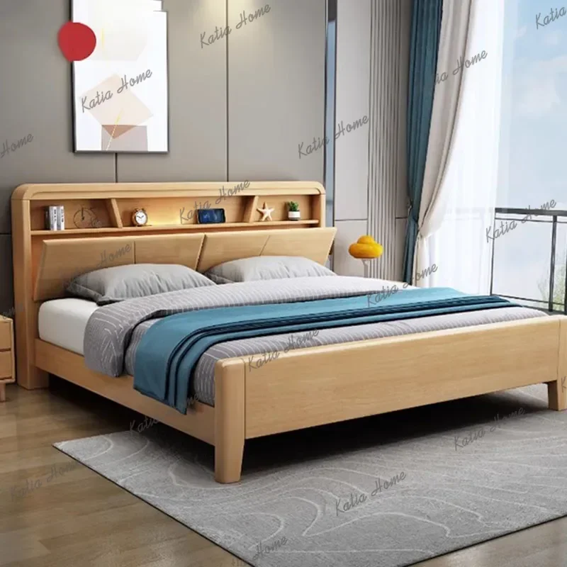 Best Sellers Nordic Luxury Modern Double Bed Under Storage Master Bedroom King Double Bed Wood Frame Camas De Matrimonio Dormito