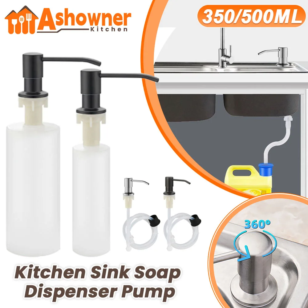 Kitchen Sink Liquid Soap Dispenser Pumps Stainless Steel Head Sink Soap Dispensers with Tube Hose Bottle Accessories Soap Pump