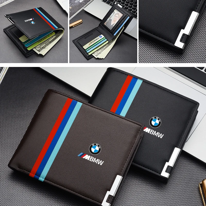 For BMW E46 E90 E60 F10 E39 F30 E36 Leather Men Wallet Bifold Purse Male Wallets Short Money Clip Vintage Leather Money Bag