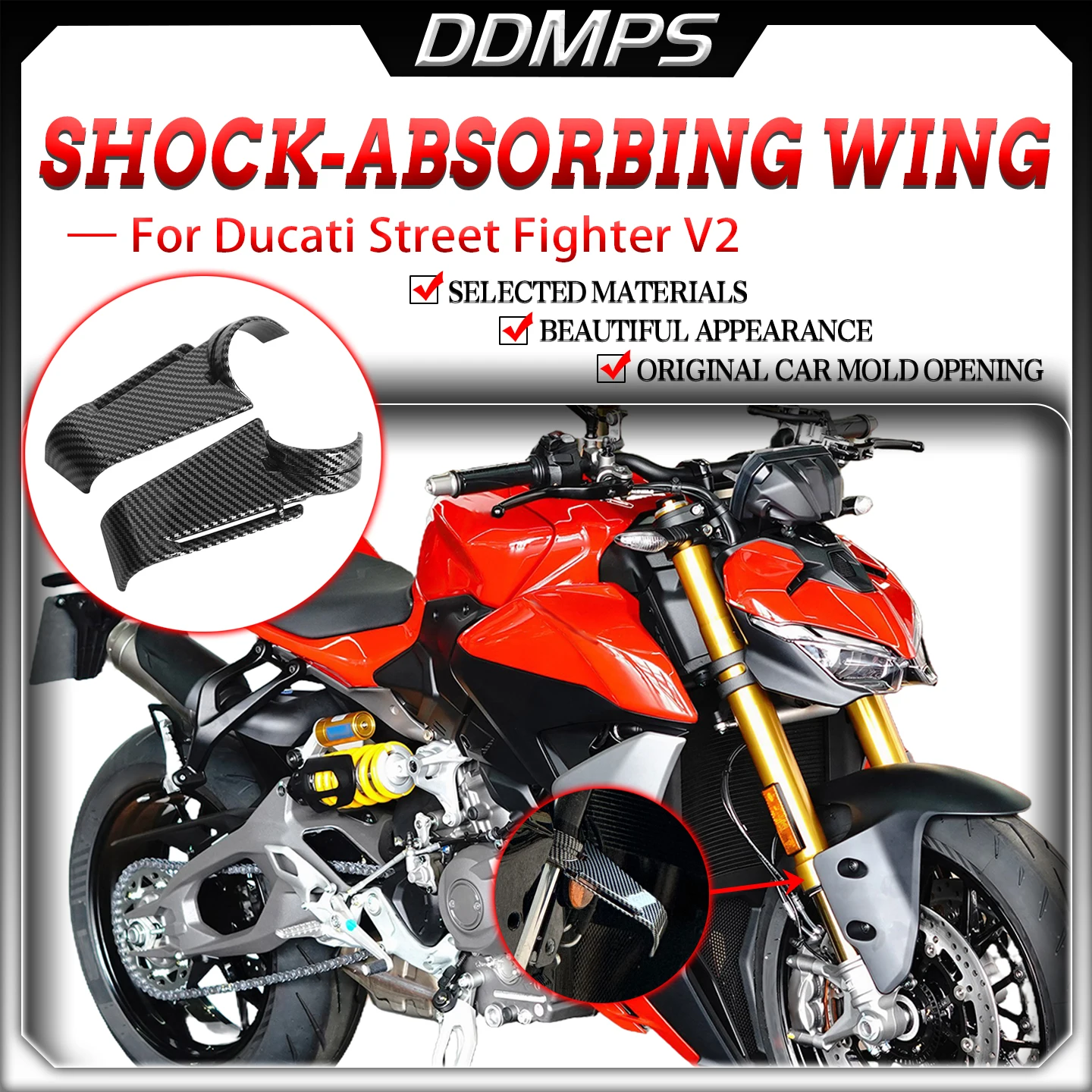 For Ducati Street Fighter V2 Motorcycle Front Shock Absorption Fixed Winglet Decorative Spoiler Wing Modification Accessories