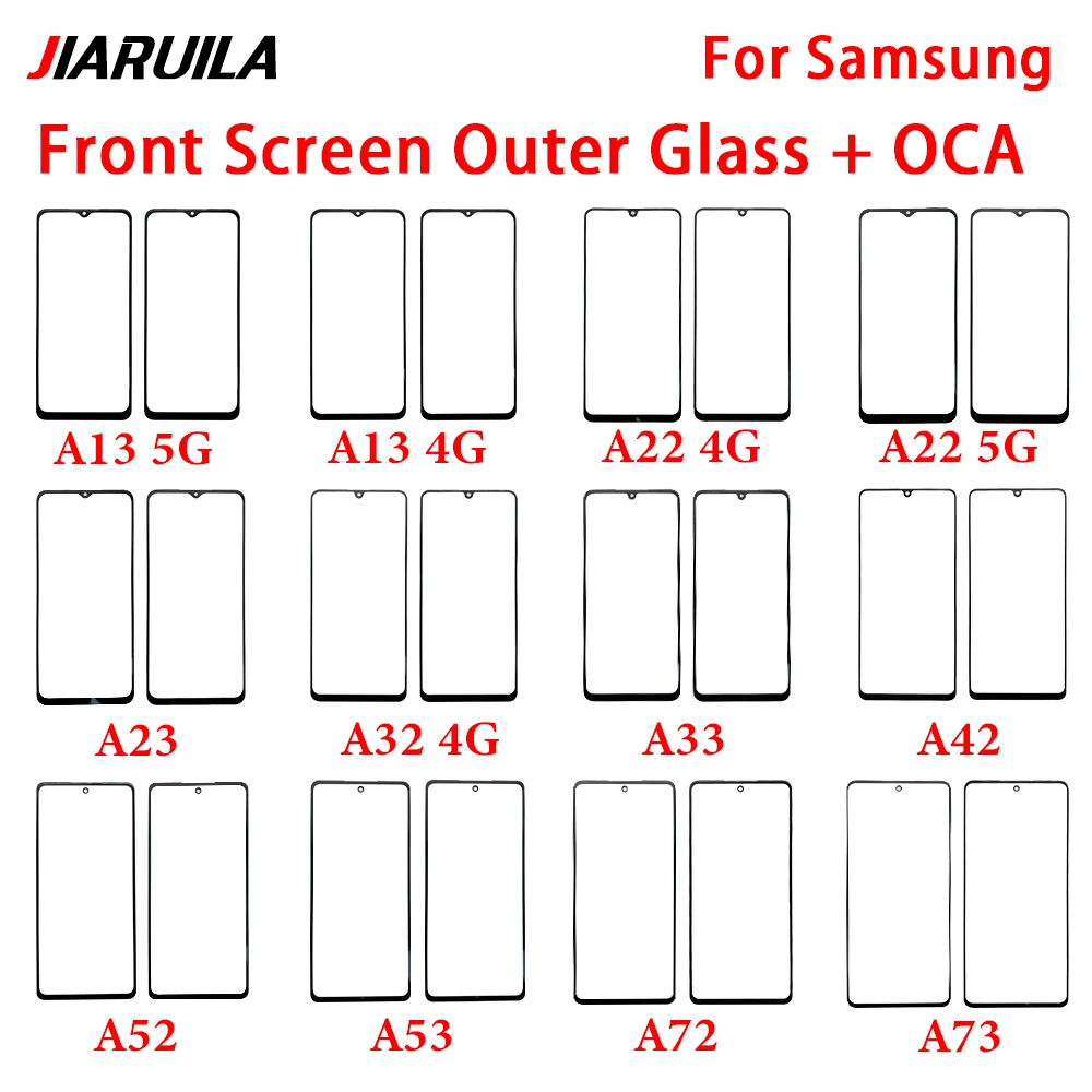 NEW GLASS OCA LCD Front Outer Lens For Samsung A13 A32 4G A22 A23 5G A33 A42 A52 A53 A72 A73 A24 A34 Outer Lens Replacement Part