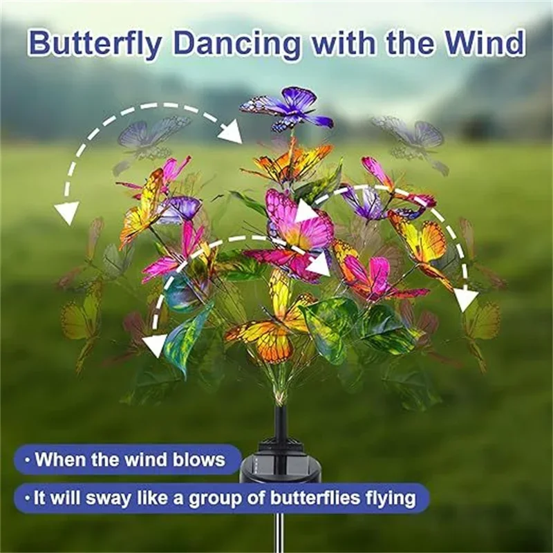 مصابيح الحديقة الشمسية على شكل فراشة أضواء LED للمناظر الطبيعية الخارجية للمنزل Parterre حديقة فيلا Precourt ديكور حفلات الزواج
