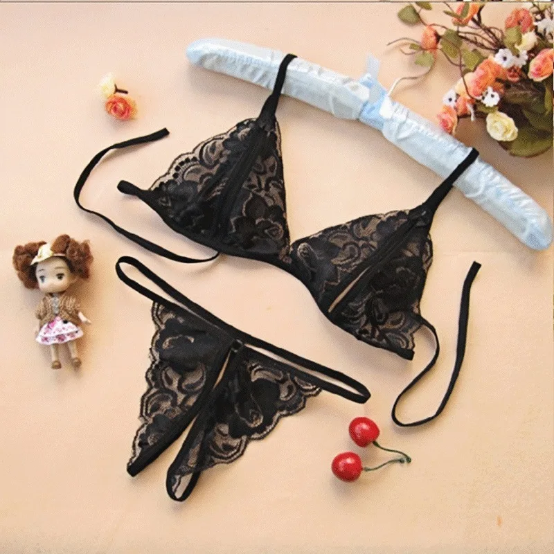 

369bibi Women's Sexy Lace Bikini Set - Sheer Open-Crotch Erotic Lingerie for Seductive Nights Hot