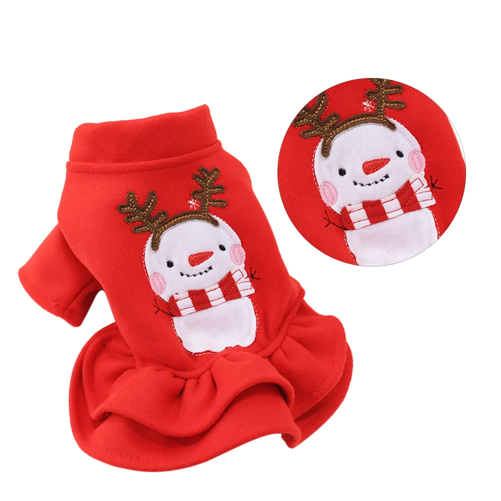 

Size L Skirt Cute Snowman Design Pet Clothes Fashionable Comfortable for Outdoor Activities Special Occasions Photo