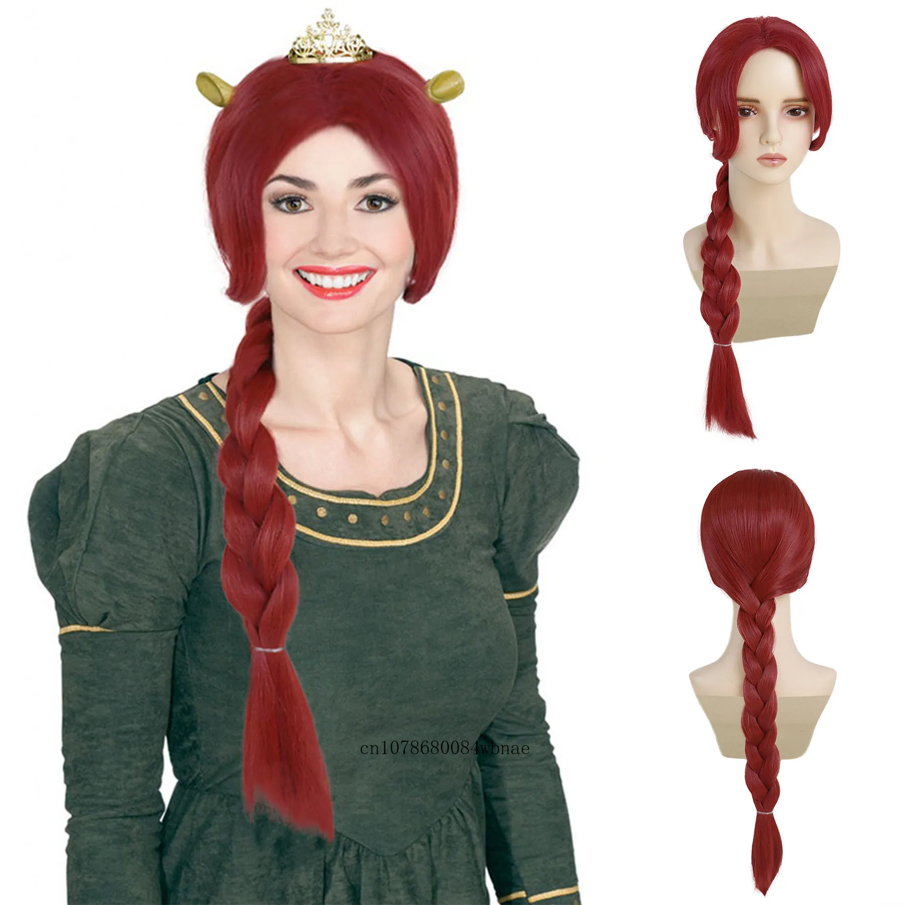 

Красный синтетический парик-коса для женщин и девушек, длинный, для косплея аниме-принцесс, естественный вид, для Хэллоуина и повседневных вечеринок