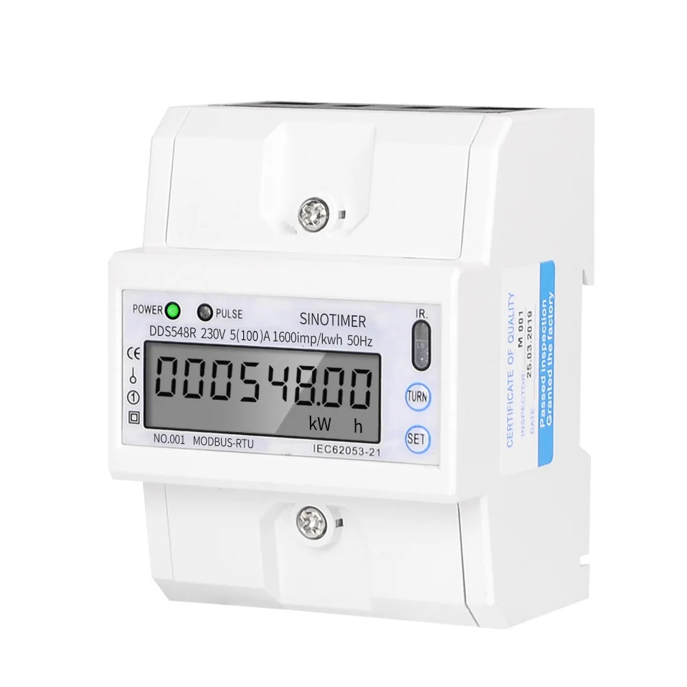 

DDS548R LCD Digital Display Single-phase 4P Electronic Energy Meter 30-100A 230V Din Rail Energy Meter with RS485 Communication