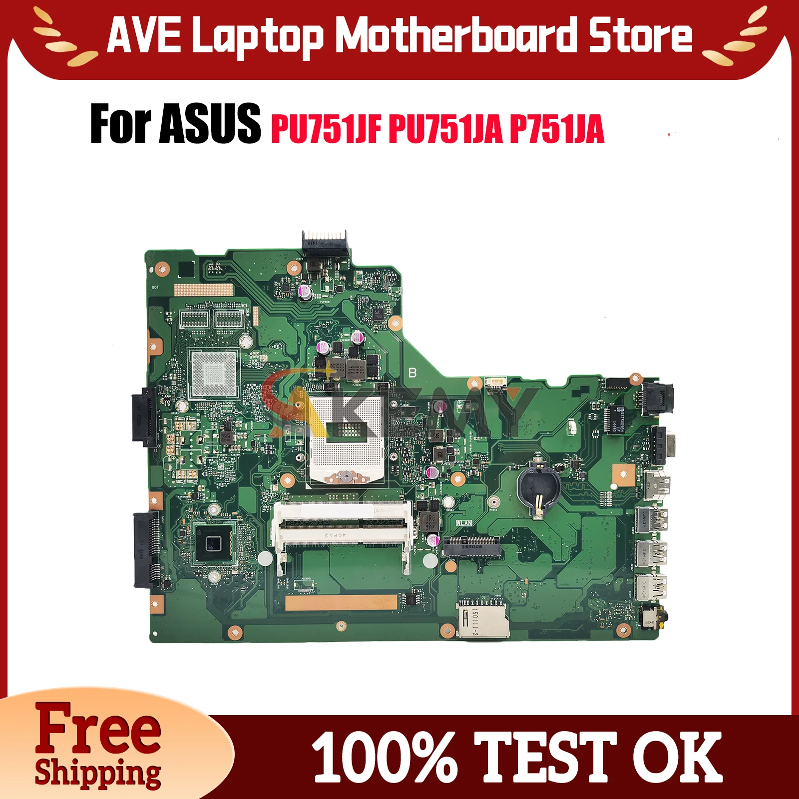 

P751JA Laptop Motherboard For ASUS PU751JA PU751JF P751JA P751JF P751J P751JD Notebook Mainboard 100% tests OK fast shipping stk