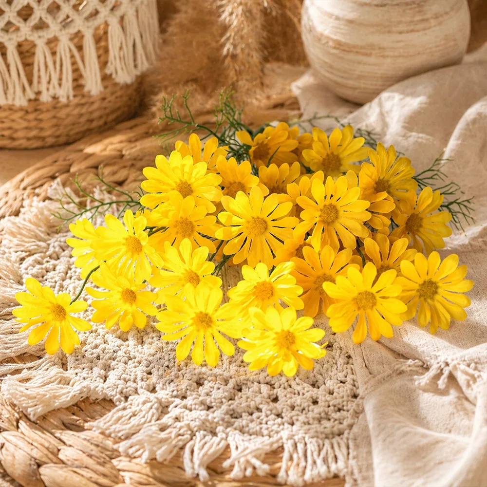 5 Stück künstliche Gänseblümchen aus Seide, künstliche Wildblumen mit Stielen, Blumenarrangements für Zuhause, Hochzeit, Garten, Boho-Dekor – Detail 6