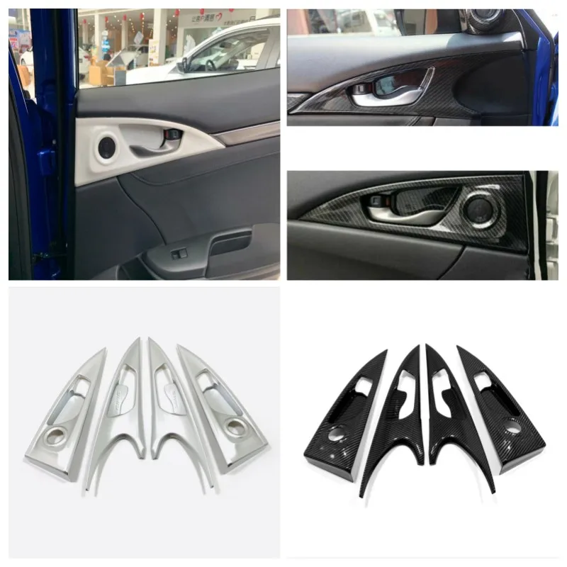 

For Honda Civic Hatchback 2020 2021 LHD Accessories Inner Side Car Door Handle Pull Bowl Catch Cover Trim Interior Styling