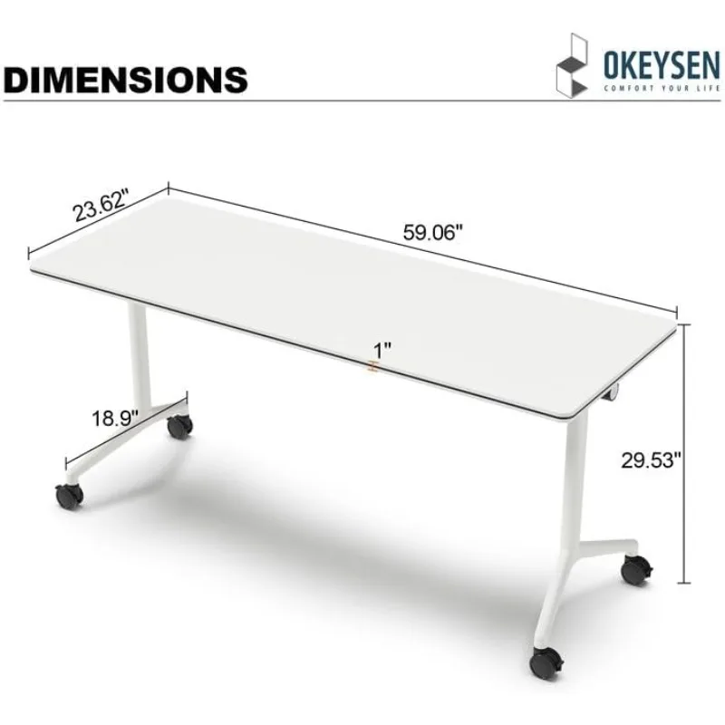 المنزل. طاولة غرفة الاجتماعات، عبوة واحدة، طاولات تدريب حديثة قابلة للطي مع سطح قلاب، طاولة متنقلة بأربعة عجلات قفل، #2