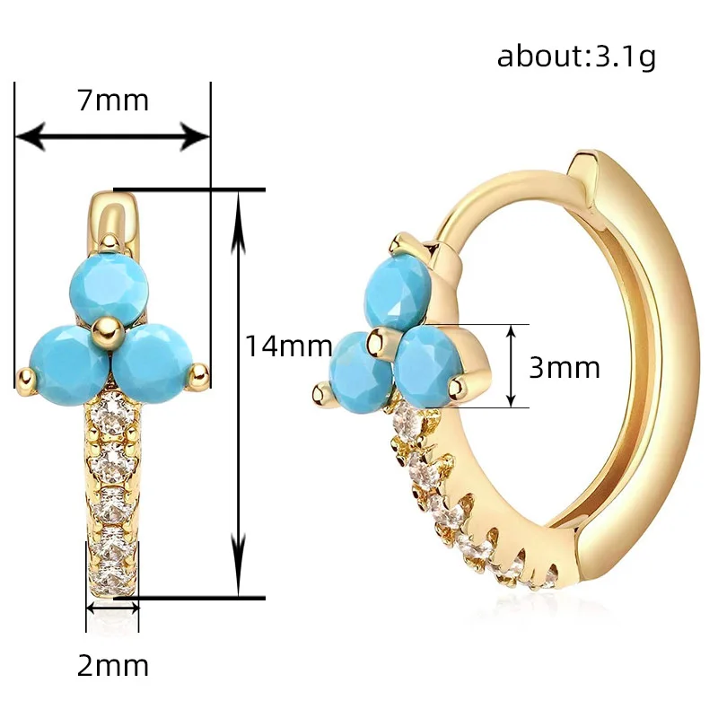 CAOSHI Chic Blue Flower Hoop Earrings Female Daily Jewelry Teen Girls Gift Dainty Gold Color Ear Loops Accessories for Women