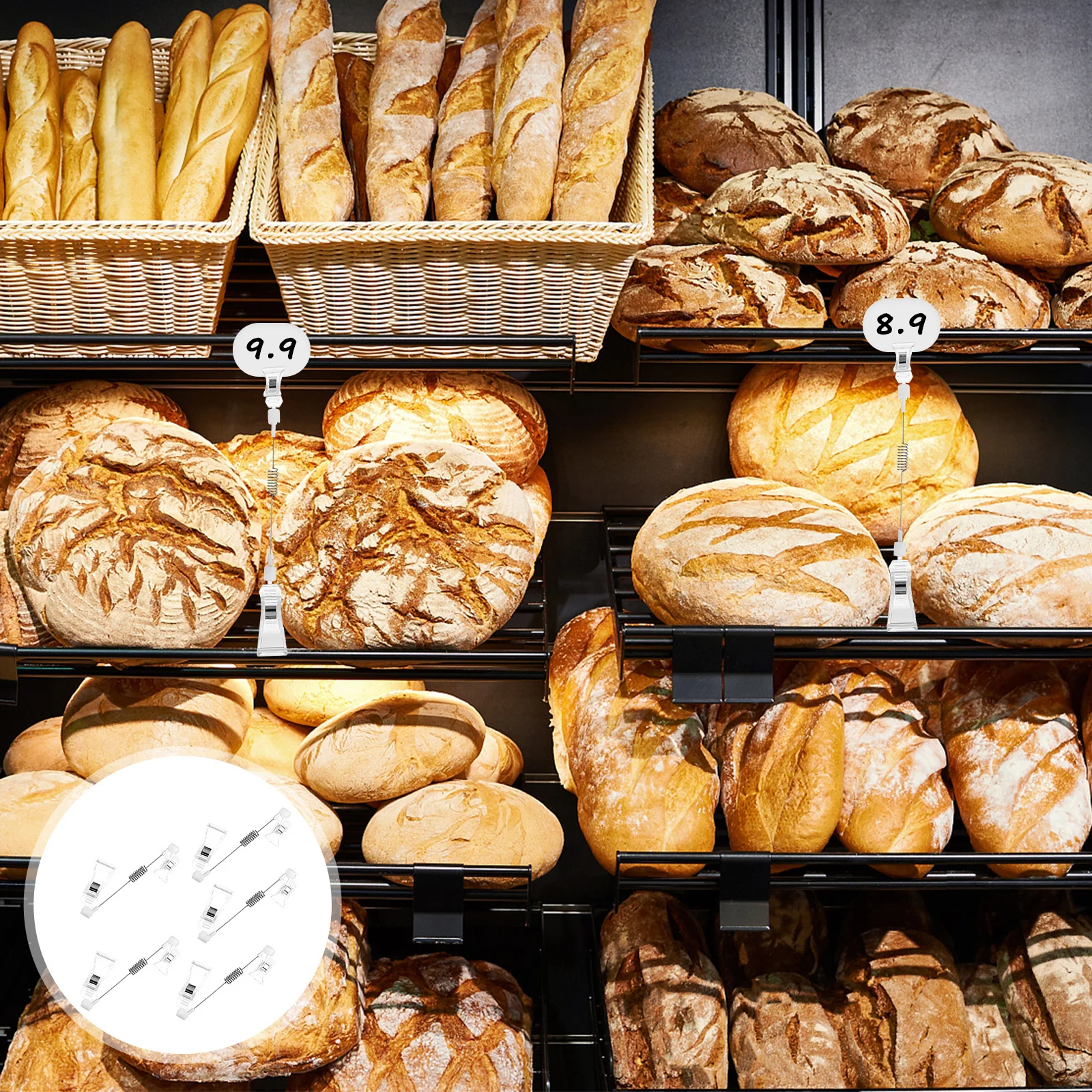 6Pcs Swivel Price Clips Clear Sign Holder Multi-Function Supermarket Merchandise Display Advertisement Sign Holders