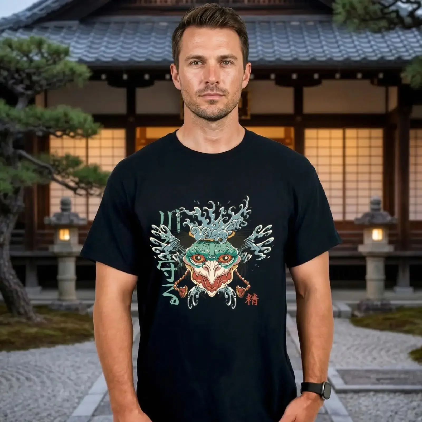 Yōkai Cotton T Shirt Japanese Mythology Design Traditional Water Spirit S 2XL Various Colors vintage Washed graphic Stylish