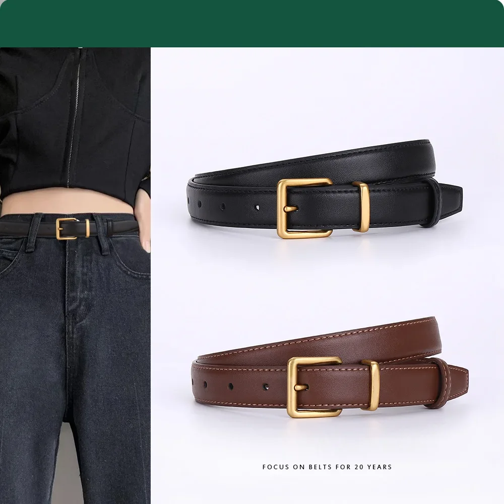 2023 New Trend Korean Women's Belt Durable and Sturdy Genuine Cowhide Decorative Skirt with Versatile Cowboy Belt