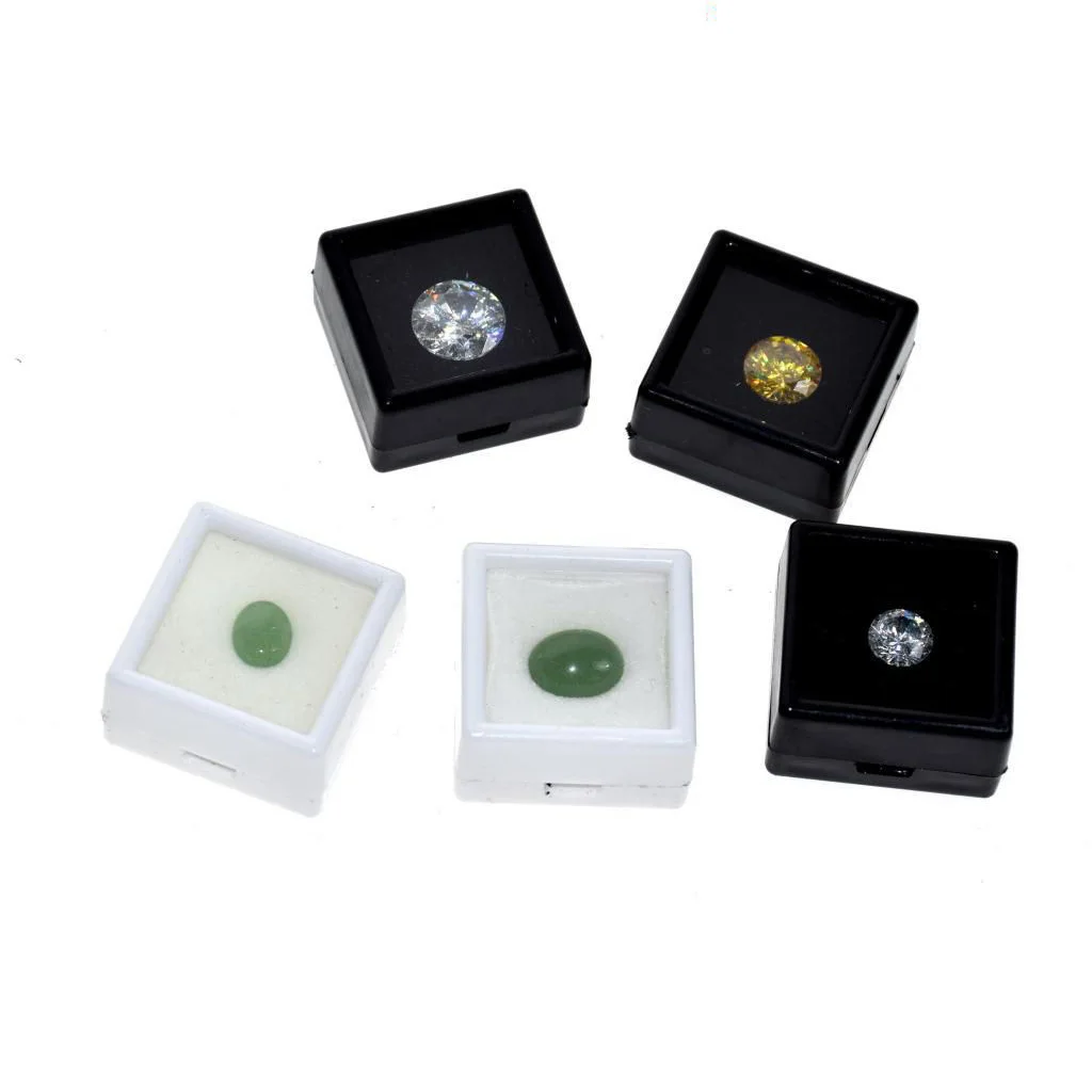 Diamond Box 10Pcs Transparent Cover Long Strip Gem Box Memory Mat White Black Acrylic Display Case Gemstone Packaging Organizer