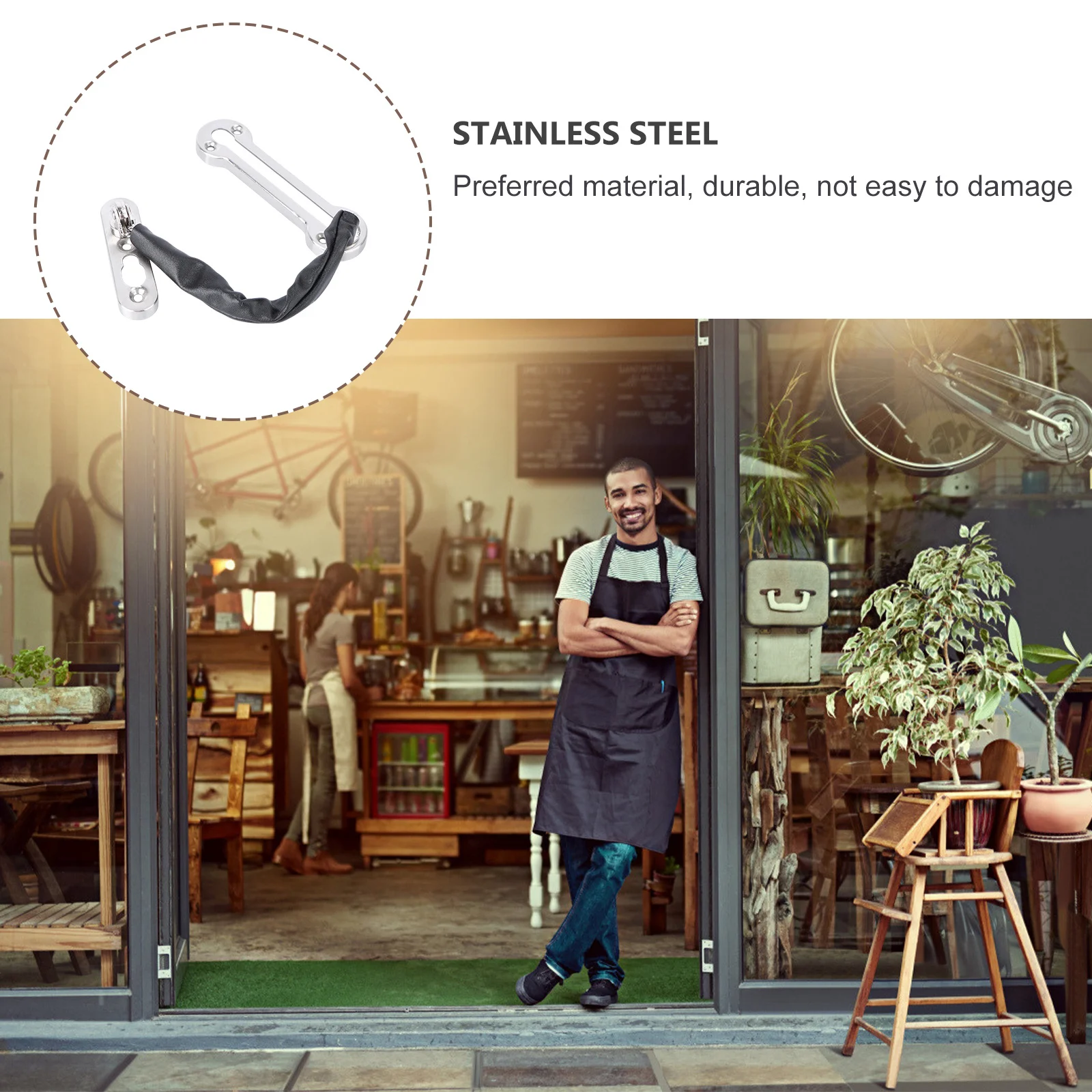 

Door Lock Chain Stainless Steel Easy Installation for Home Latch Lock Ventilation Door Chain