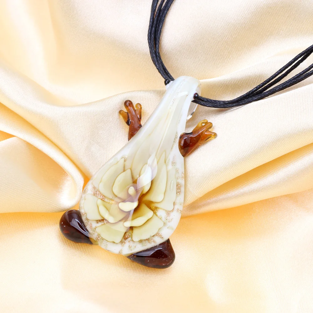 1 Набор 36x60 мм винтажная лампа ручной работы из бисера 3D Цветочный узор Милая лягушка форма стеклянная подвеска 45 см для женщин ожерелье подарок