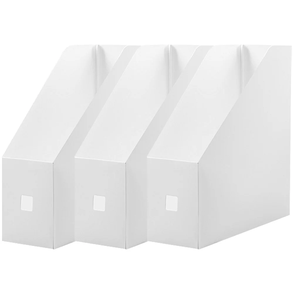 3pcs File Rack Storage Box 9x24x27CM Milk White Vertical Book Holder Document Organizer Plastic Filing Folder Box Magazines