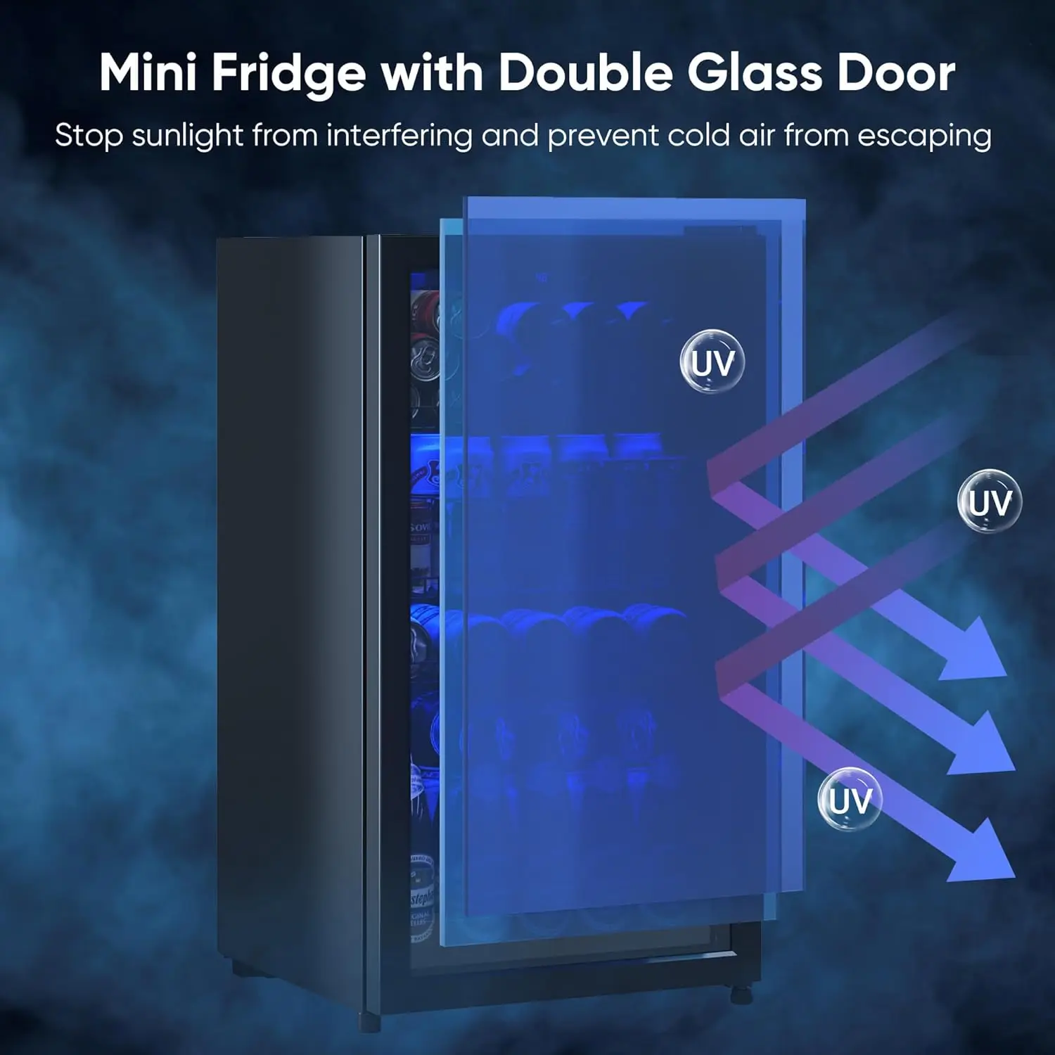 3.2 Cu.Ft Beverage Fridge, Mini Fridge With Glass Door, Beverage Cooler Refrigerator, Wine Drink Beer Fridge, Adjustable Shelves