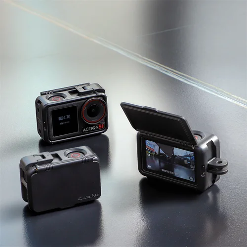 Imagen 2 del producto Funda carcasa para DJI OSMO Action 5 Pro/4/3 con parasol ajustable, Protector de cámara deportiva de plástico, soporte adaptador