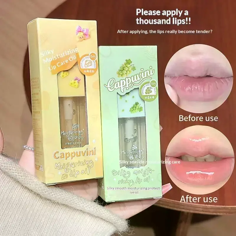 Cappuvini Lightweight Lips Set Clear Water Light Lip Gloss Moisturizing Lip Balm Transparent Lip Oil Hydrating Jelly Lips Gift