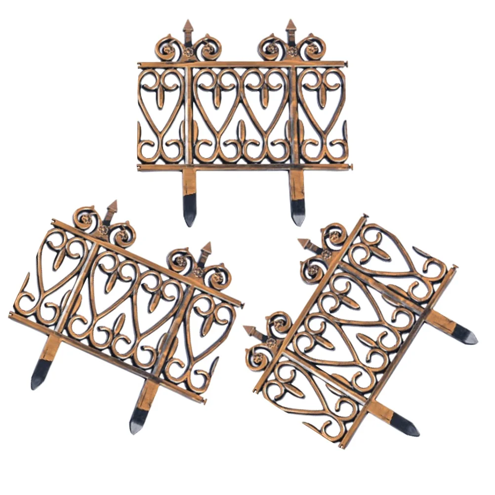 

3Pcs Rustic Style Picket Fence Reusable Partition Decorative Plastic Garden Edging