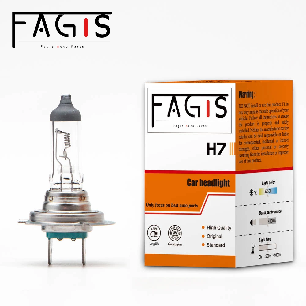 Fagis 2 Pcs H7 24V 70W 3350K Warm White Truck Auto Headlight Fog Lamp Car Light Source Parking Halogen Bulb