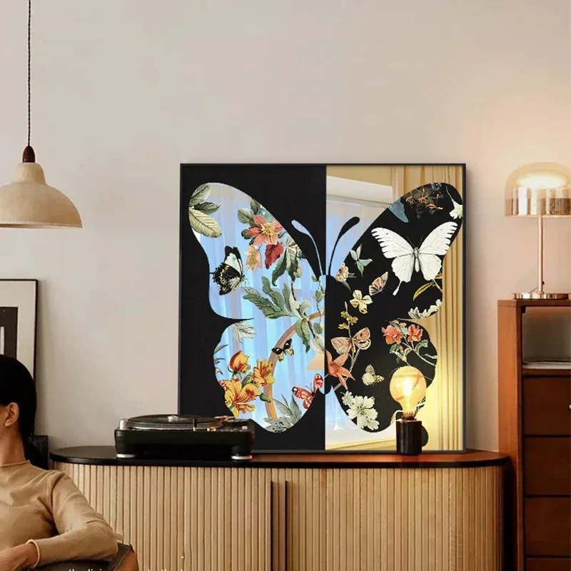 

Murals Wall Hanging Mirror Elegant Wall Murals Living Room Vintage Luxury Mural Butterfly Large Hanger Art Mural Decorative