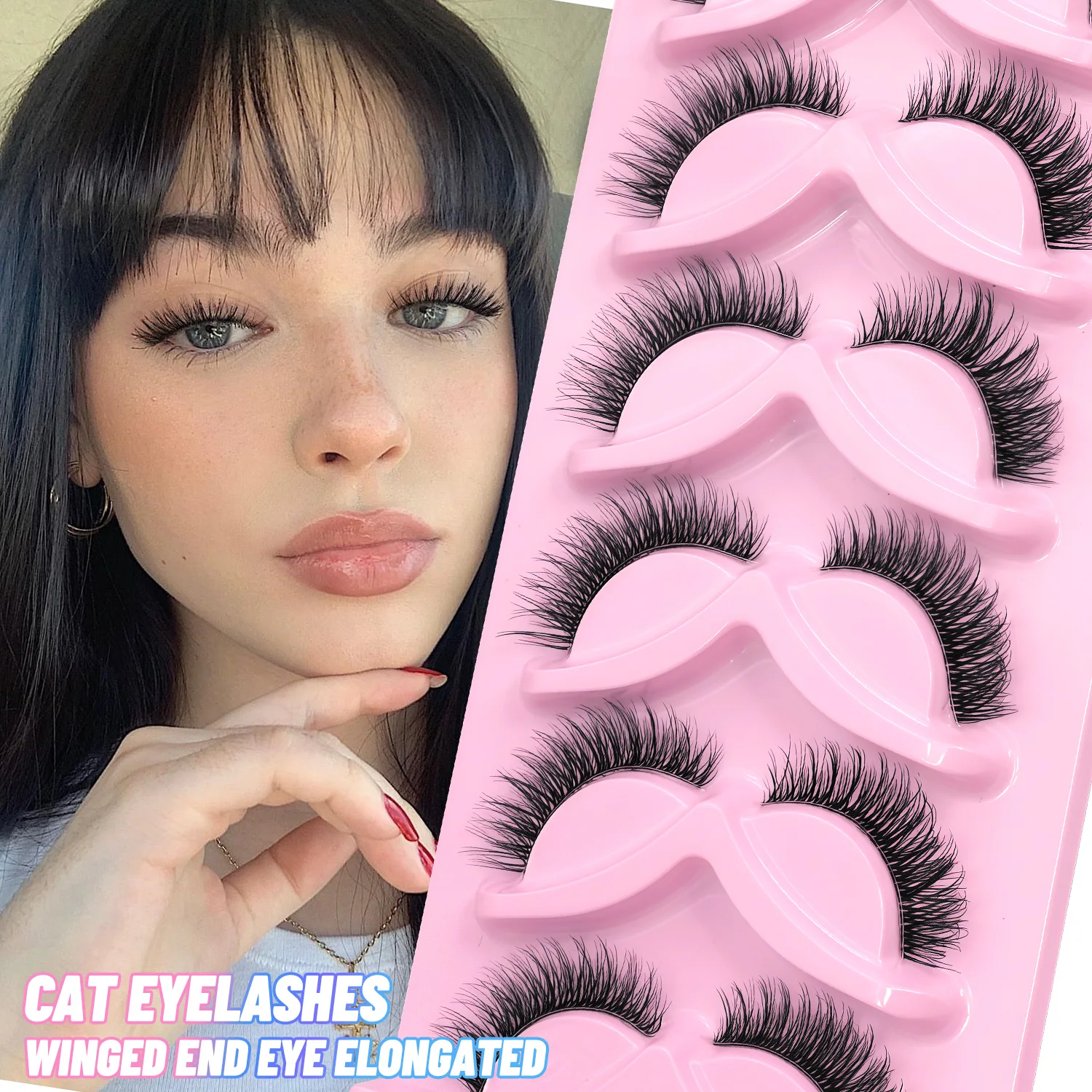 Velrenney olho de gato cílios postiços natural voume cílios falsos falso vison cílios claros faixa cílios falsos maquiagem