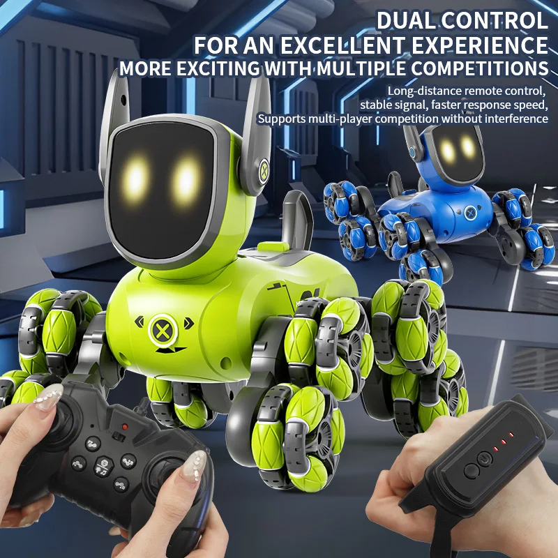 JJRC Q200 pequeño ocho ruedas detección de gestos interacción de voz multifuncional RC máquina acrobática perro niños juguetes niños regalos