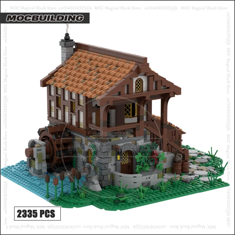 Medieval Water Mill MOC Building Blocks Castle Street View Model Architecture Technology Bricks Collection Display Toy Xmas Gift