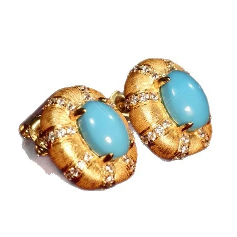 

Fashionable Gold Color Inlaid Turquoise Earrings for Women K14 Goldstud Earring for Women Fine Jewelry Gifts Not Fade