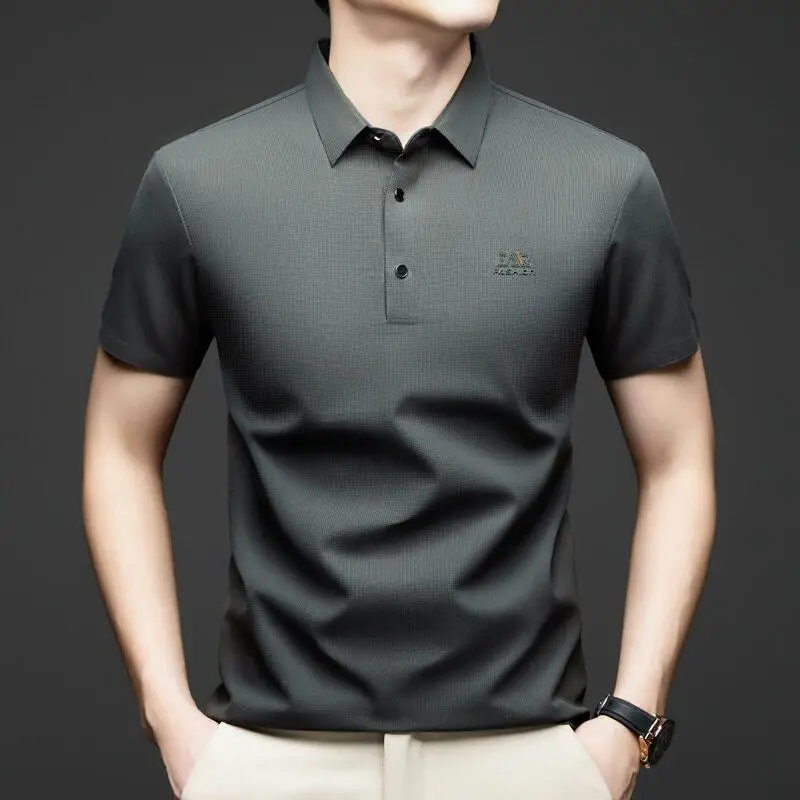 

Ice Silk Short Sleeve Shirt Business Casual Breathable Seamless Dad Clothes for Men Summer New Style Cool Feeling Top