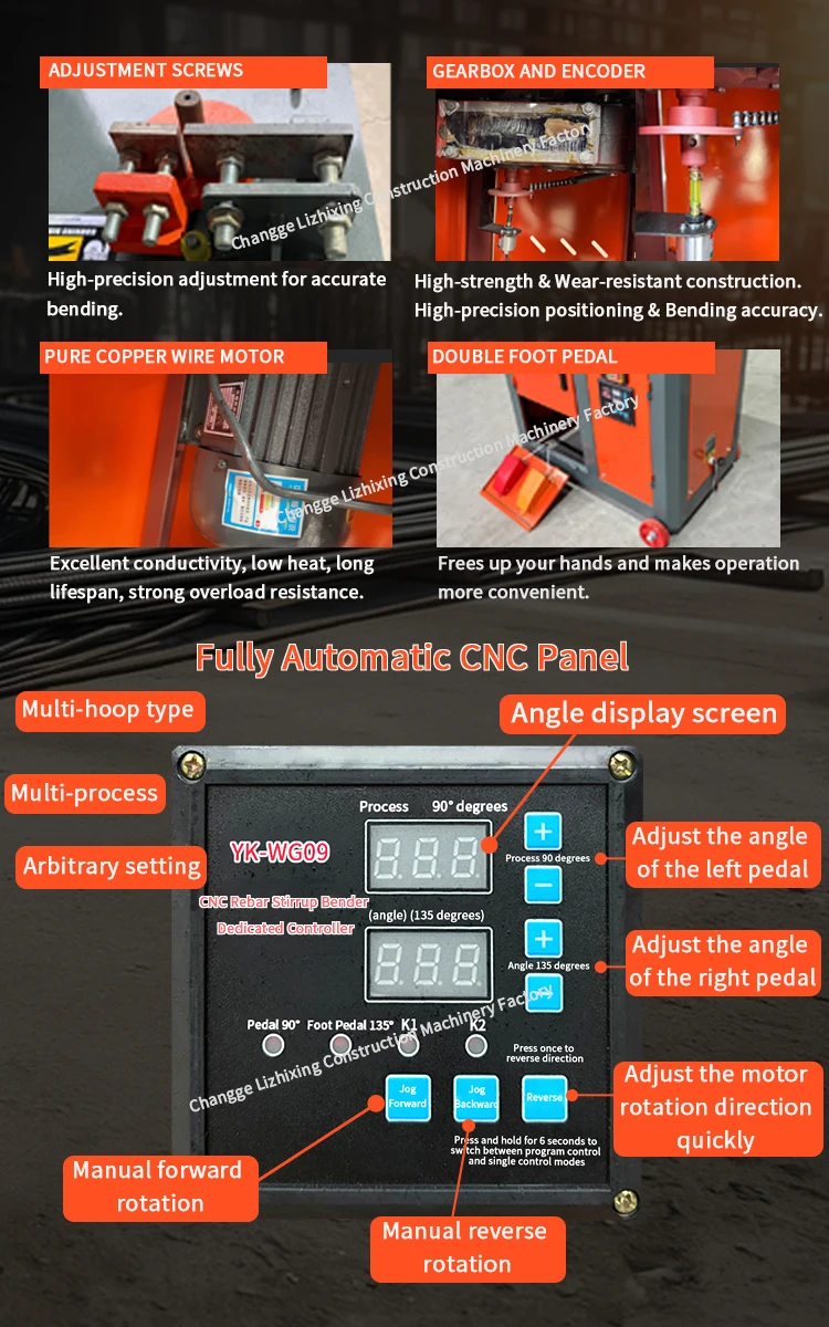 PLC Control Rebar Bender Electric Steel Bar Bending Machine for Construction  Stirrup Bending Machine 220V Rebar Bending Machine