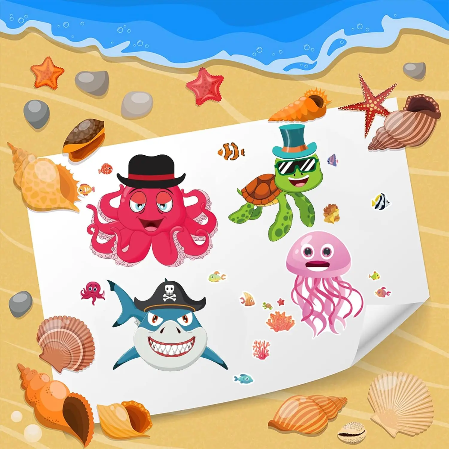 24 arkusze Zrób własne naklejki Naklejki na twarz dla maluchów Mix Match Jednorożce Dinozaur Koń i zwierzęta morskie Dla dzieci Ulubione przyjęcia