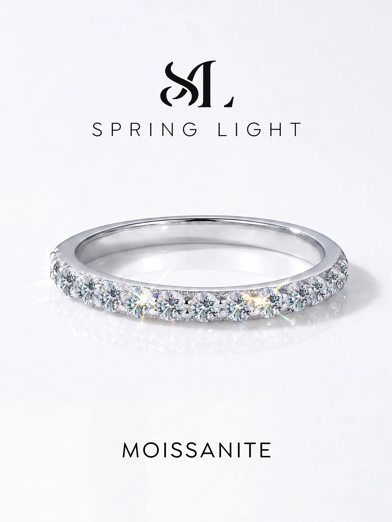 Echte Moissanit-Diamant-Solitär-Ringe, stapelbar, für Damen, Hochzeitsringe, Jubiläumsringe, luxuriöser, hochwertiger, personalisierter Schmuck. – Detail 1