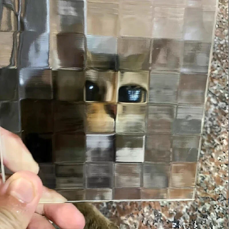 1Pcs Double-Square 3D Glass Photo Backdrop with Cute Mosaic Pixel Pet Props for Creative Cat and Dog Photography