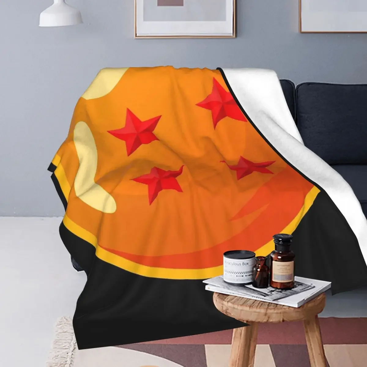 DBZ - Four Star Dragonball Blankets Soft Warm Flannel Throw Blanket Bedspread for Bed Living room Picnic Travel Home Couch